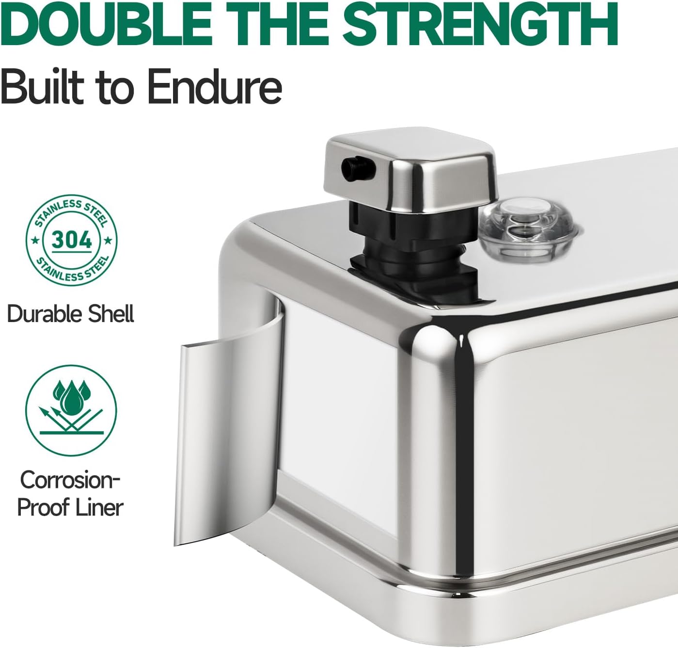 Commercial Wall Mounted Soap Dispenser 37oz 1100ml Large Capacity Polished Stainless Steel Manual Dispenser for High Traffic Restrooms