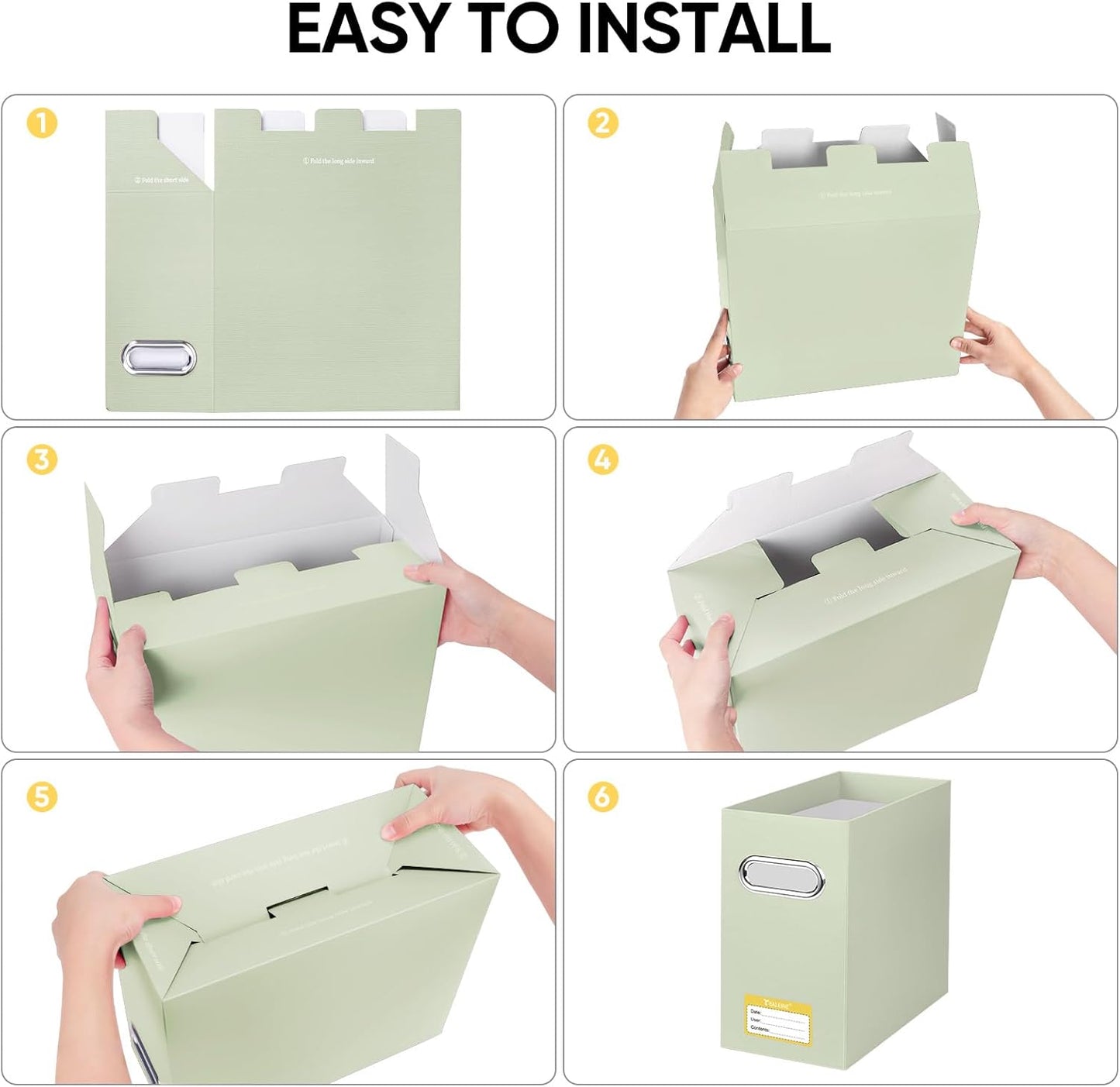 BALEINE File Organizer Box, Cardboard File Folder Organizer with Handle for Letter Size, Portable Collapsible Hanging Filing Box for Home Office Document Storage (2 Pack, Beige)