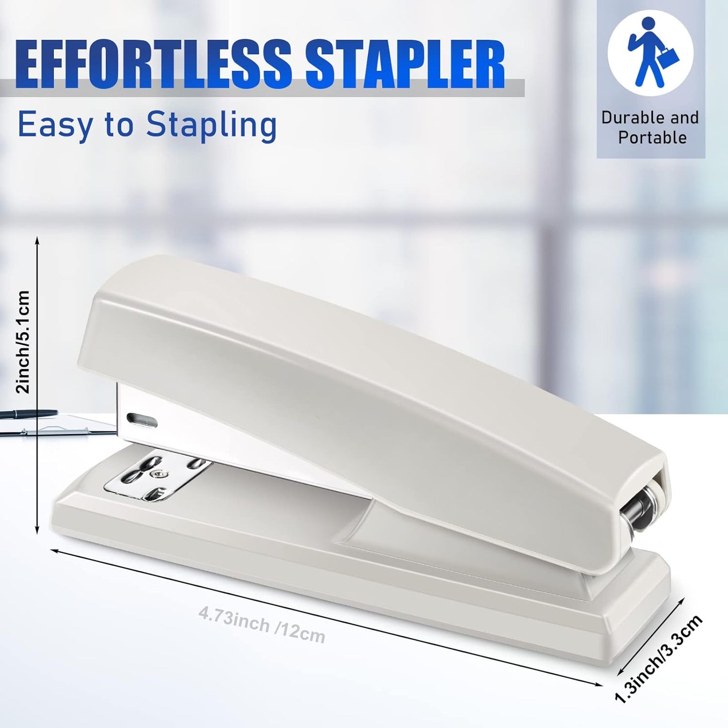 Marspark 10 Pcs Stapler for Desk Office Staplers Bulk with 6000 Staples 25 Sheet Capacity for School Office (White)