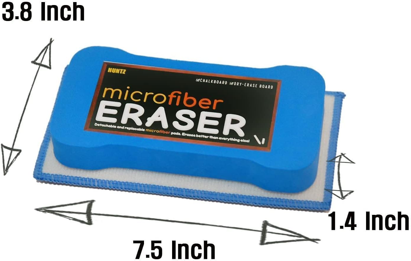 Huntz Dustless Chalk With Microfiber Eraser (Washable & Reusable) (24 Multi-Color Chalks + Eraser)