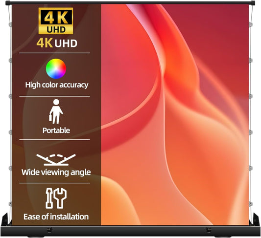 Portable Tab-Tension ALR Manual Pull Up Projector Screen,178°Viewing Angle Movie Screen,Outdoor Projector Screen Wrinkle-Free Design for Backyard Movie Night(100 in/16:9)