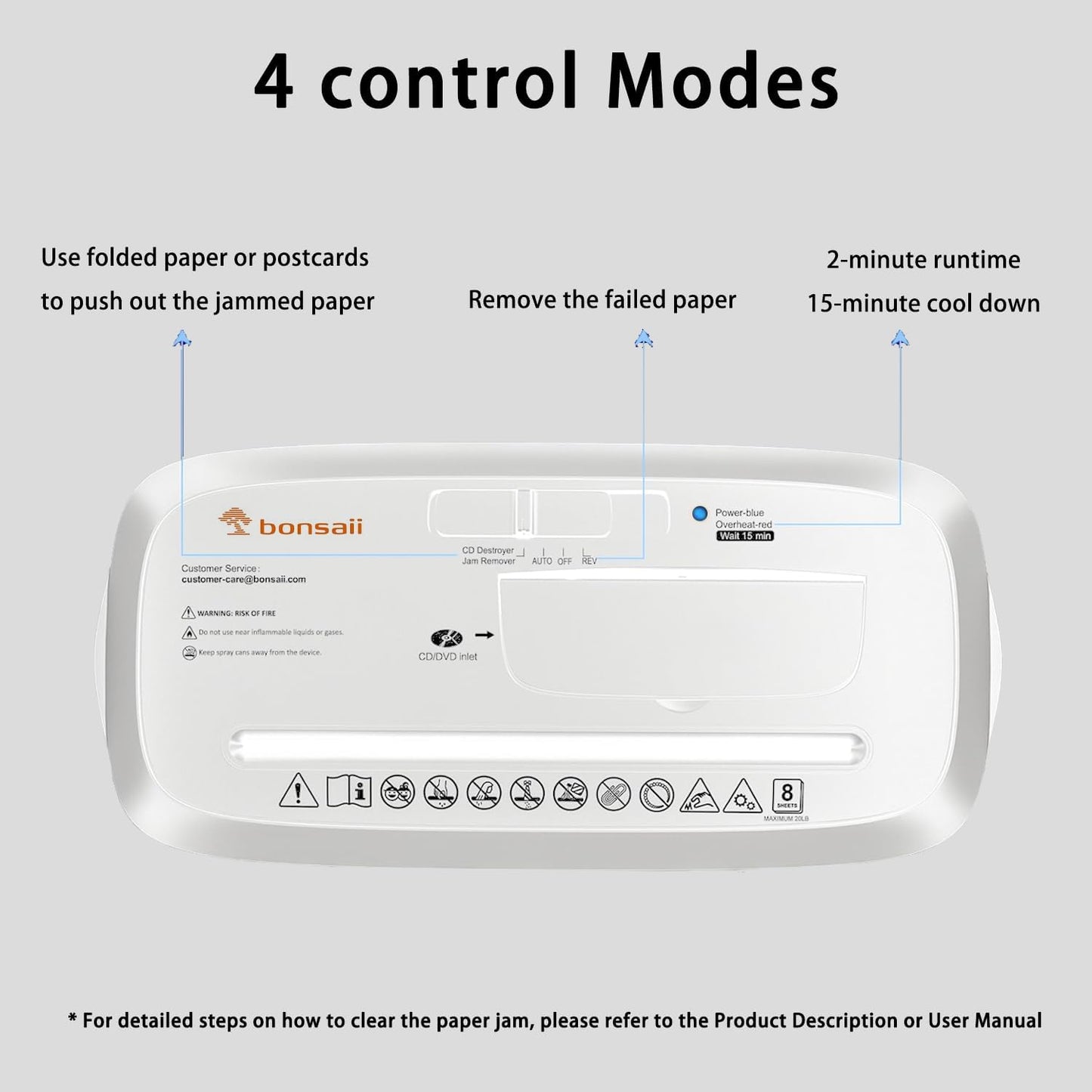 Bonsaii Quiet Strip-Cut Shredder, Up to 8 Sheets, Offering high Security, CDs, Credit Cards, Overheat Protection, Equipped with a 3.4-Gallon bin, Operates Quietly, Ideal for Home Office, White
