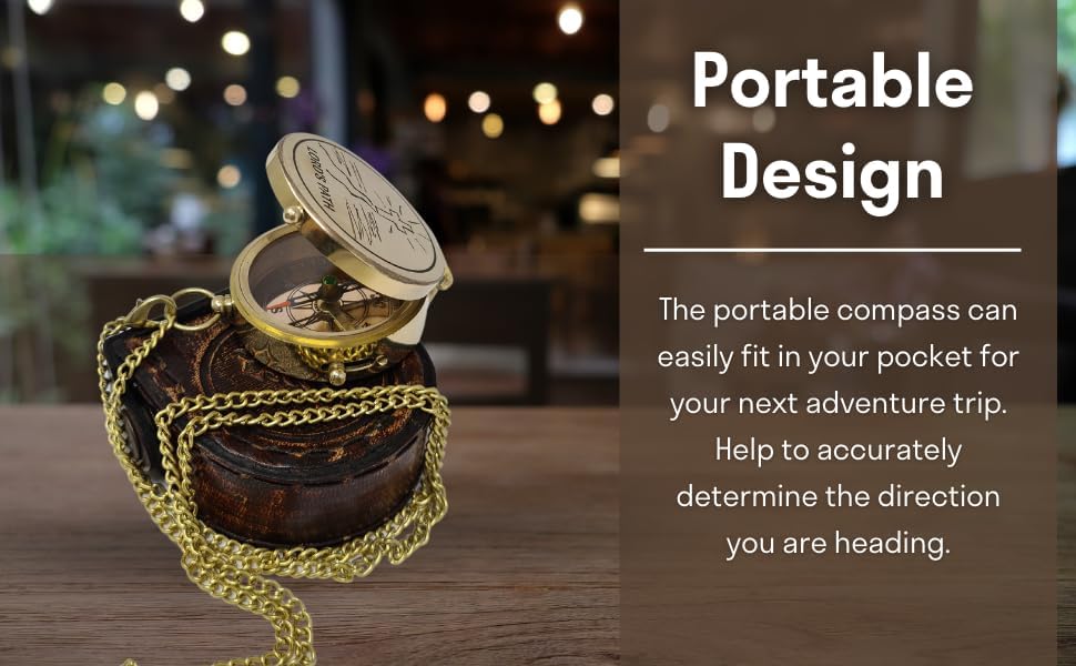 Brass Compass Engraved with Religious Scripture Verse - Ideal Gift for Son, Grandson, Daughter - Perfect for Baptism, Communion, Church and Graduation Day Present