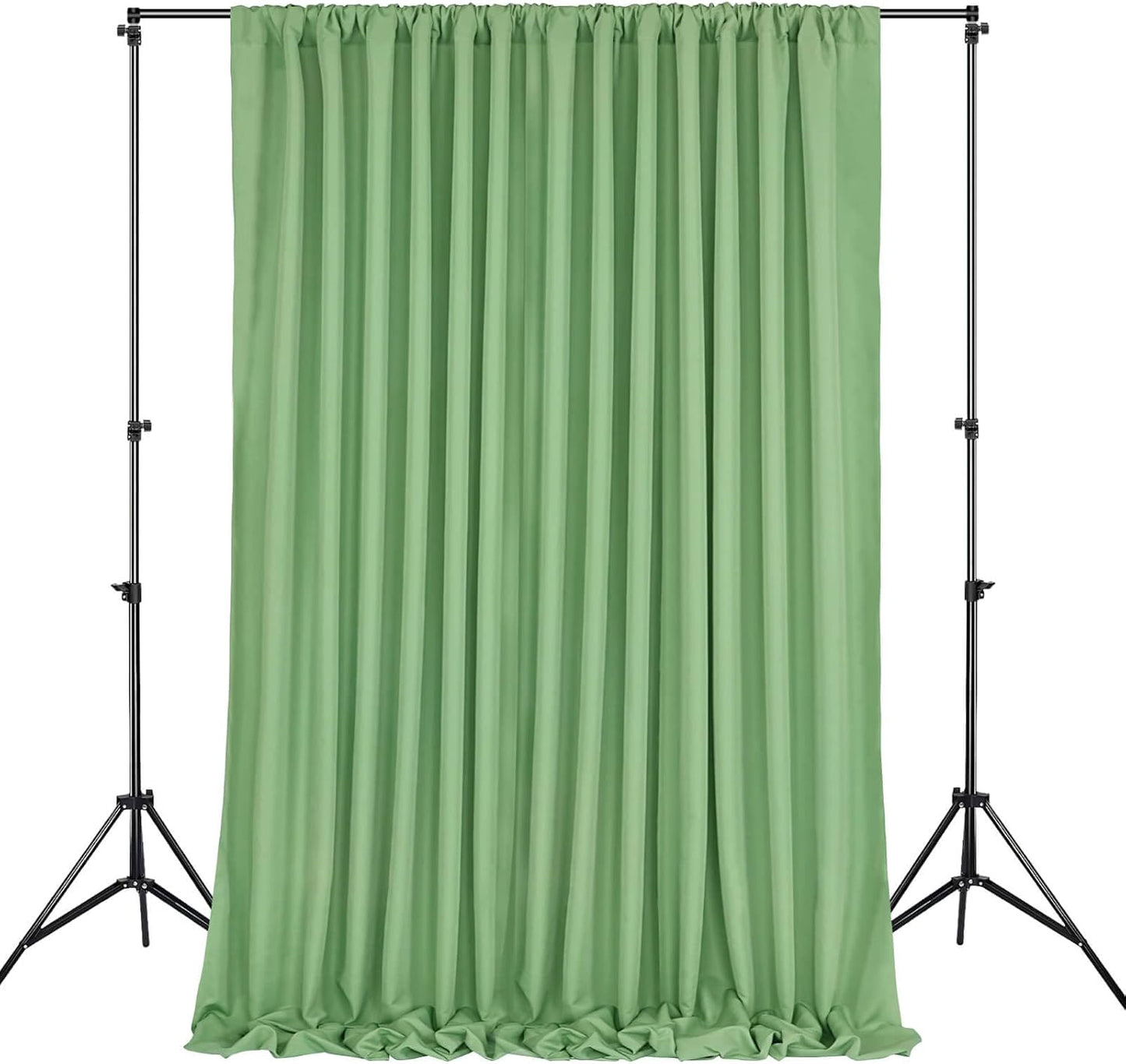 Sage Green Backdrop Curtains 10FTx10FT: Polyester Photographt Background Drapes Fabric - Birthday Party Outdoor Satge Decorations