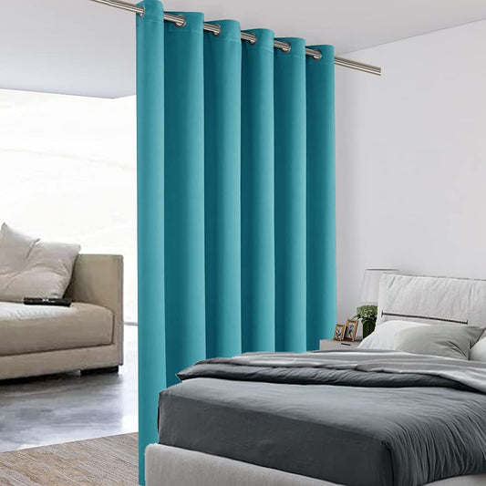 BONZER Room Divider Curtain Total Privacy Wall Noise Reducing Wide Blackout Curtains for Bedroom Living Room, 84L x 70W Inch (7L x 5.8W ft), 1 Panel, Teal