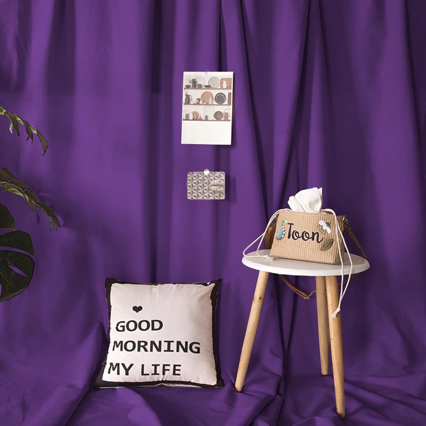 Purple Backdrop Curtains 4 Panel 5ft x 10ft Polyester Fabric Party Backdrops for Arch Wedding Stage Ceremony Photography Background Decorations