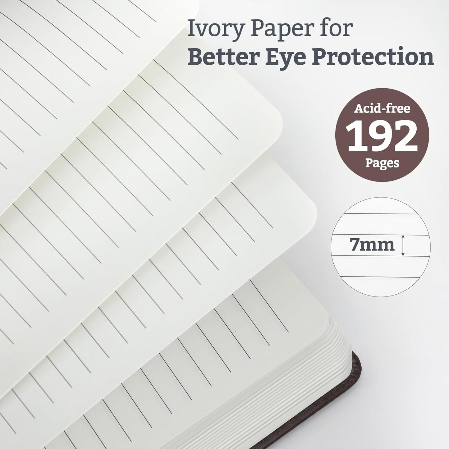 2Pack Lined Hardcover Journal Notebook, A5 192 Pages 100Gsm Thick Paper College Ruled for School,Note Taking,Work,Diary，5.7"*8.3",Brown