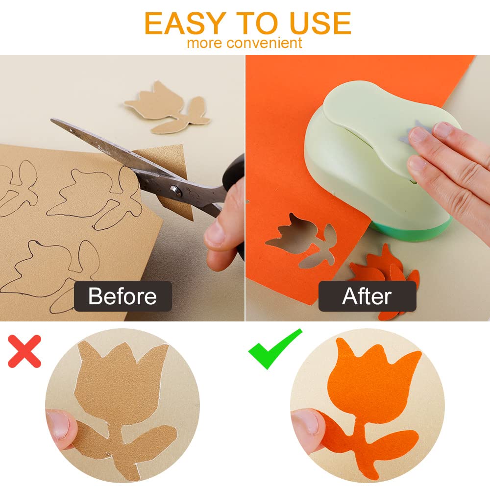 UCEC 2 Inch Circle Punch, Craft Hole Punch for Paper Crafts, Large Decorative Hole Punch for Kids Paper Crafts, Card Making, Scrapbooking (Tulip Shape)