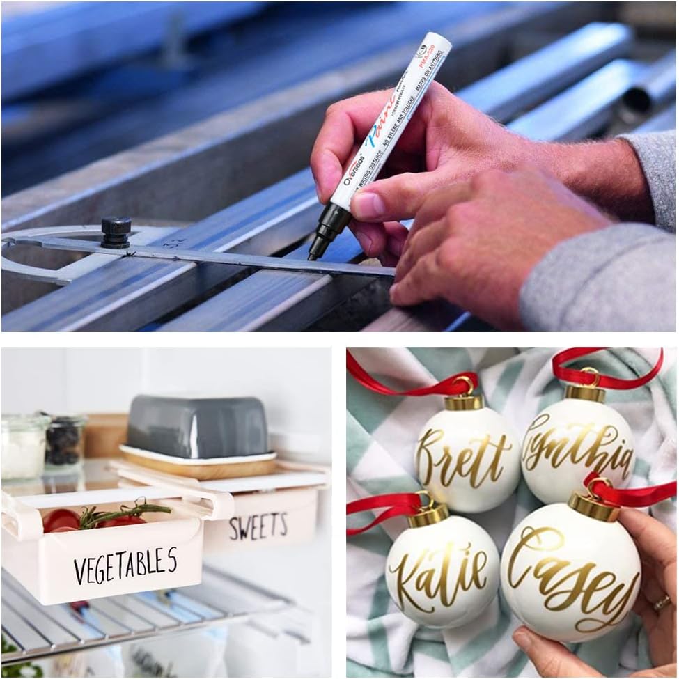 Overseas Permanent Paint Markers Pens - 3 Pack Red Oil Based Paint Pens, Medium Tip, Quick Drying and Waterproof Marker Pen for Metal, Rock, Wood, Fabric, Plastic, Canvas, Mugs, Stone, Glass