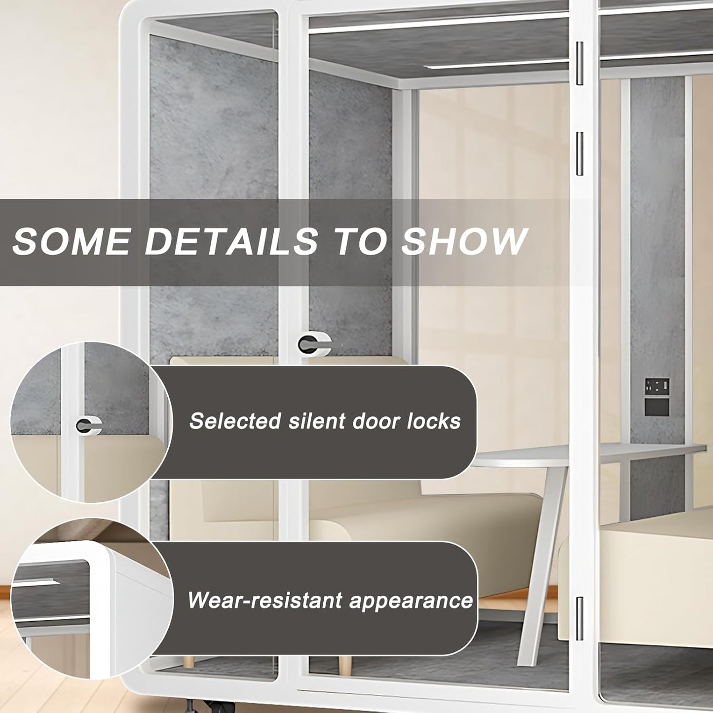Office Sound Booth with Audio Privacy - Removable Soundproof Booth Includes White with Rounded Corners,Soundproof Room with Light,Fans, Socket for Negotiation Room,Study(78.74IN×70.86IN)