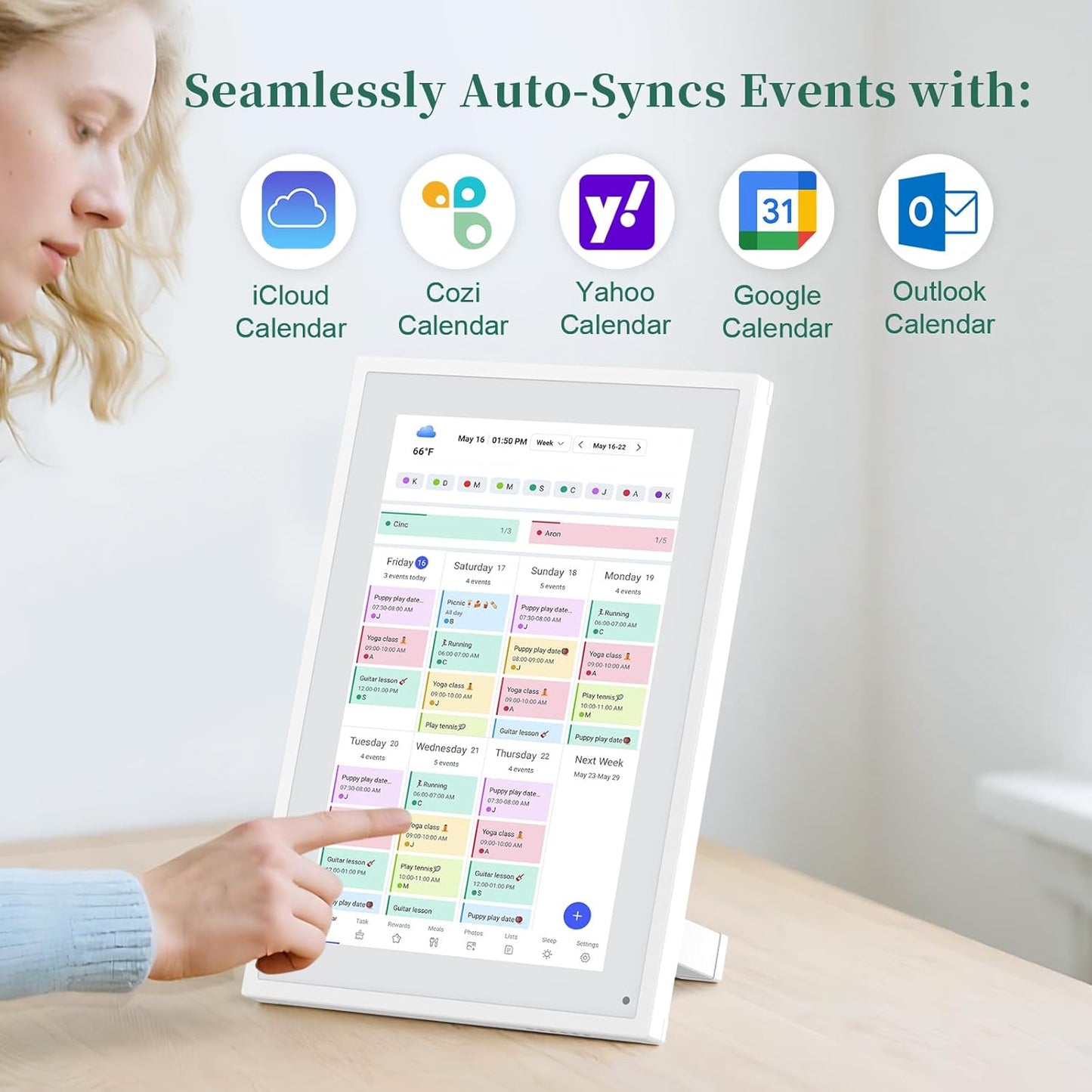 Smart Digital Calendar, 10.1" HD Smart Touch Screen Home Interactive Electron Calender WiFi Planner,Meal Schedule, Duty Chart,Achievement Rewards- Built-in Digital Photo Frame Function