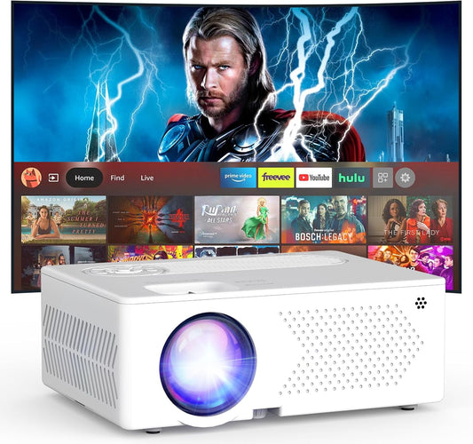 5G WiFi Bluetooth Movie Projector, Real Native 1080P 4K Outdoor Projector for Home Theater Movies, Synchronize Smartphone, Compatible with USB/TV Stick/HDMI