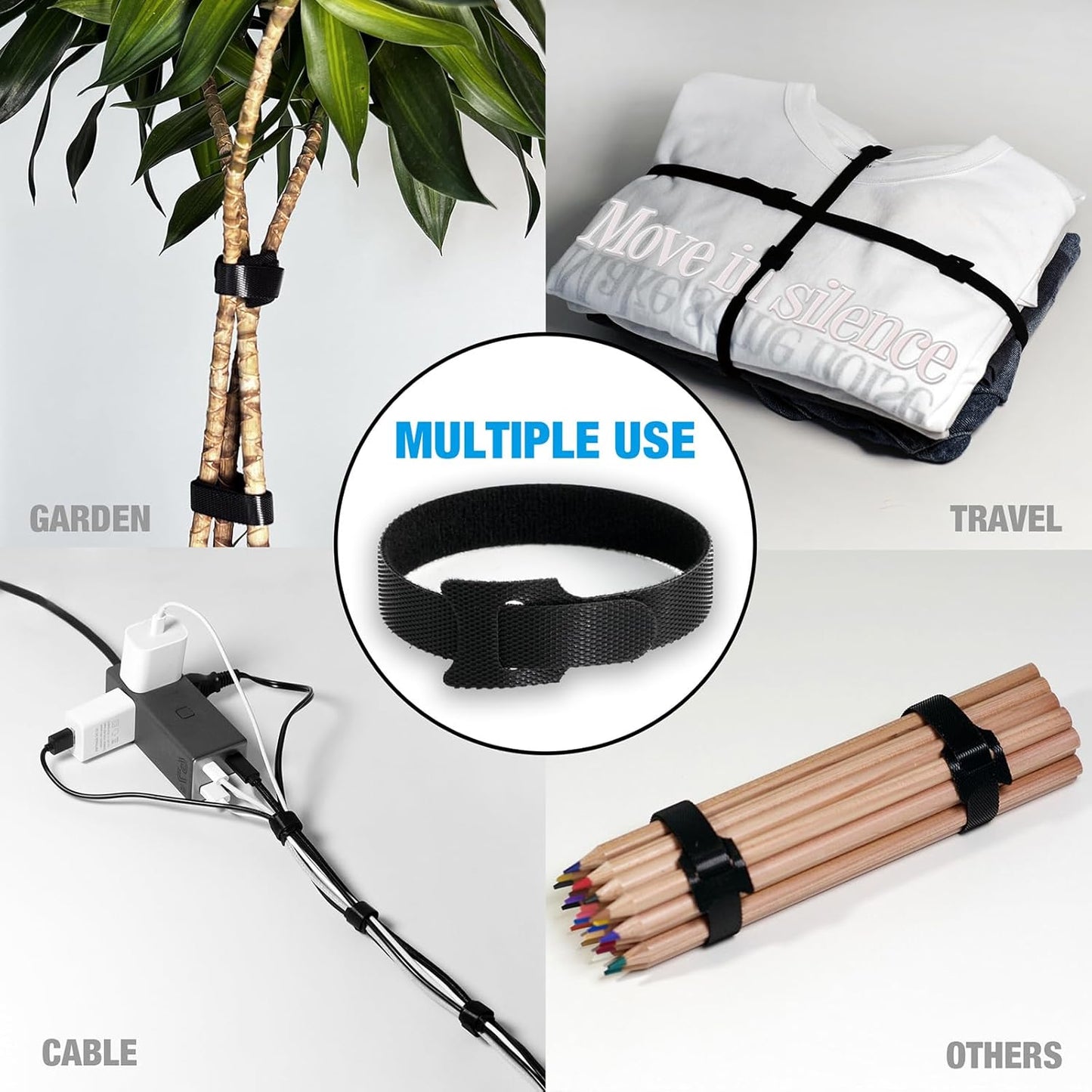 100 PCS 8-Inch Cable Ties, Reusable Cable Management, Under Desk Cord Organizer, Cable Clips and Cord Wrap, Black