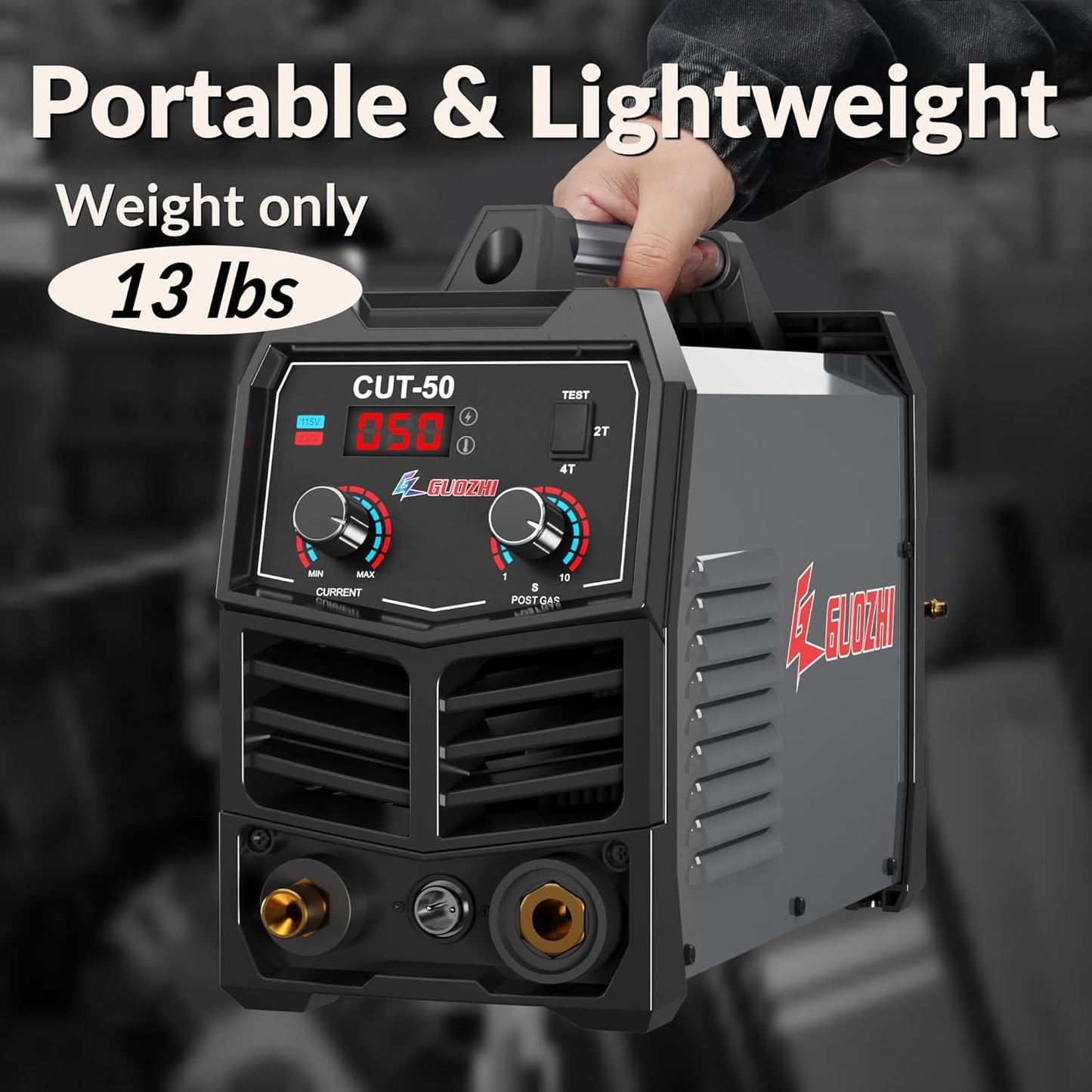 GZ GUOZHI Plasma Cutter, 50 Amp Air Inverter Plasma Cutter, 110V/220V Dual Voltage Digital Display IGBT Inverter Plasma Cutting Machine with 2T/4T/TEST Function