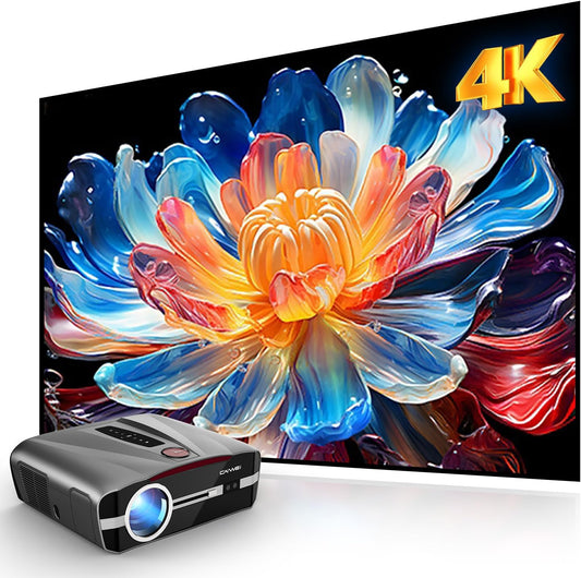 Ultra HD 4K Projector Auto Focus HDR WiFi6, Smart LED WiFi Bluetooth Projector 4K Daylight Home Cinema Movie Gaming 1500ANSI Ceiling Mounted Indoor Outdoor with Auto Keystone Zoom HDMI USB LAN Apps