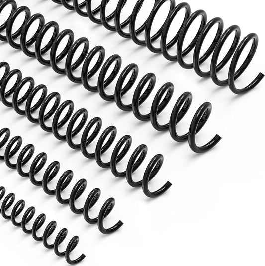 MAKEASY 100 Pack Plastic Spiral Binding Coils, 5/8" (16mm), 125 Sheet Capacity, 4:1 Pitch Black Binding Spirals for Home School and Office use