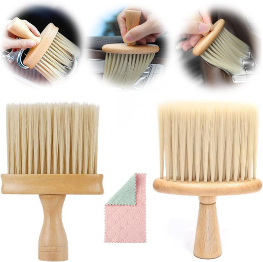 Ultra Soft Detail Car Interior Cleaning Brush - Dusting & Deep Cleaning, Wooden Handle, 2 Pack