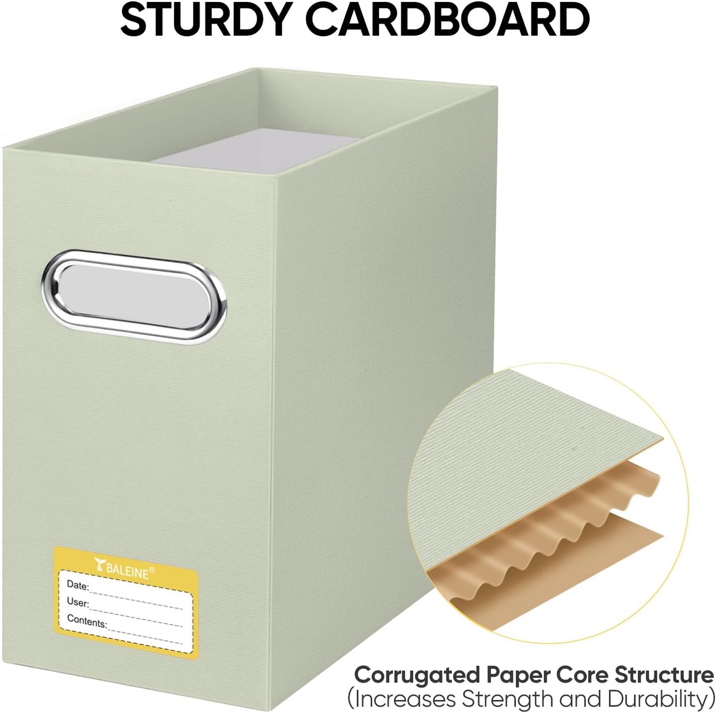 BALEINE File Organizer Box, Cardboard File Folder Organizer with Handle for Letter Size, Portable Collapsible Hanging Filing Box for Home Office Document Storage (4 Pack, Beige)