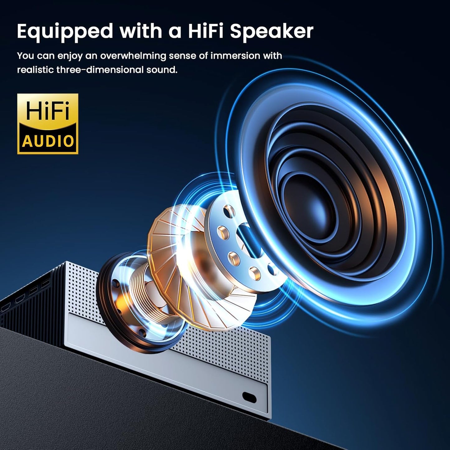 [Auto Focus & High Brightness] Outdoor Projector with WiFi and Bluetooth, Native 1080P Movie Projector, 4K Support, Auto Keystone & 50% Zoom, JOWLURK Projector Compatible with iOS/Android/TV Stick