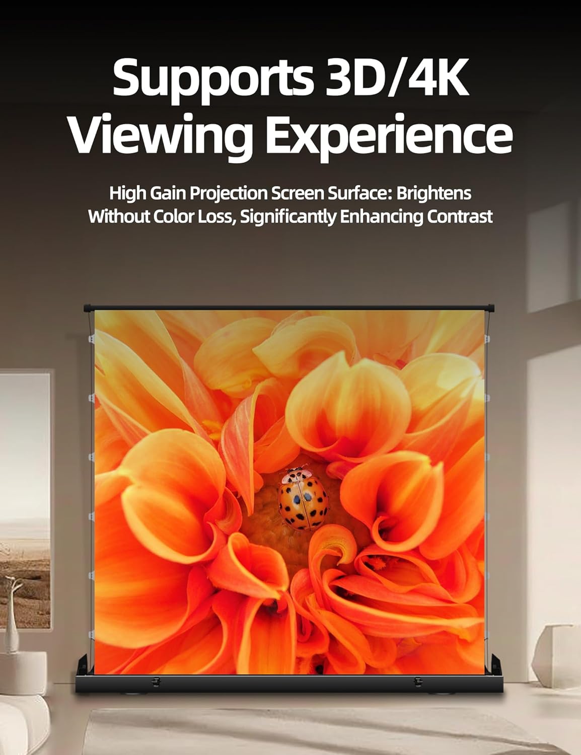 Portable Tab-Tension ALR Manual Pull Up Projector Screen,178°Viewing Angle Movie Screen,Outdoor Projector Screen Wrinkle-Free Design for Backyard Movie Night(100 in/16:9)