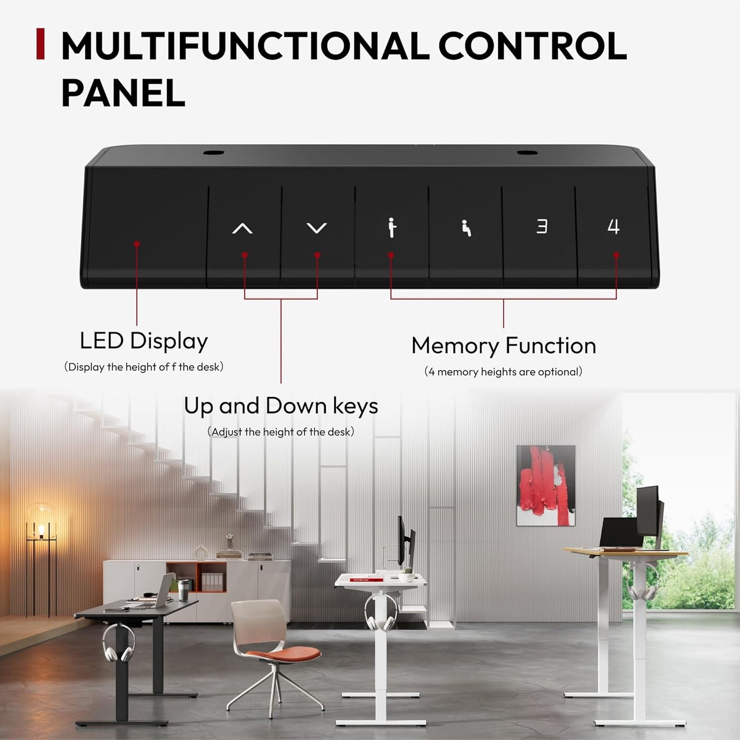 SANODESK Electric Standing Desk 40x24 Inch Height Adjustable Stand Up Desk Home Office Computer Workstation Sit Stand Home Office Desk with Splice Board (White Frame + Maple Top)