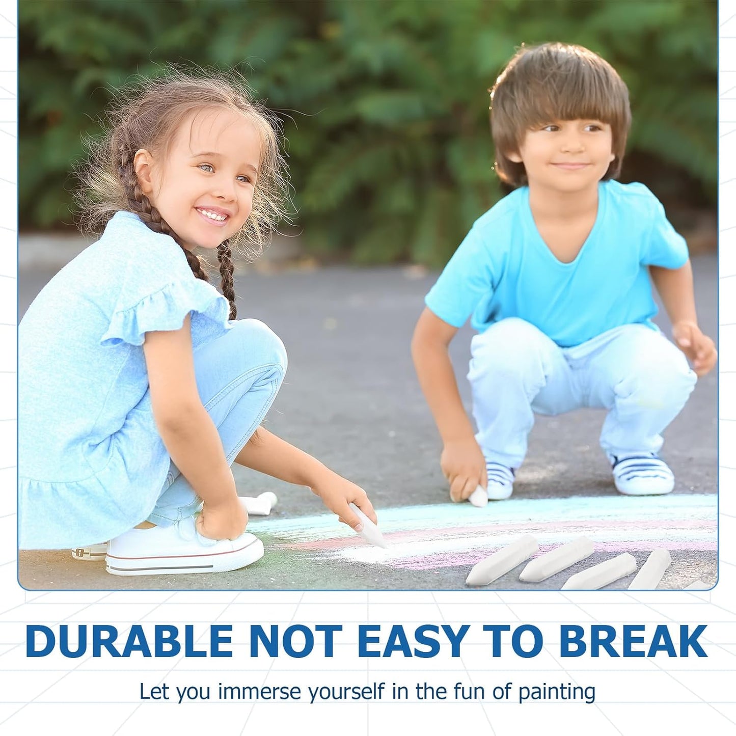 Fulmoon 40 Pcs Jumbo Sidewalk Chalk for Kids Outdoor Art Non Toxic Large Washable Street Chalk for Adults Drawing Painting Classroom (White,Hexagon)