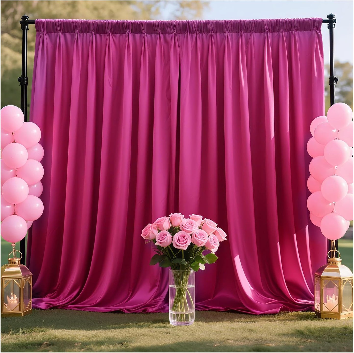 Hot Pink Backdrop Curtains for Parties: 20ft x 10ft Polyester Photography Backdrop Drapes Fabric - Wedding Birthday Decorations