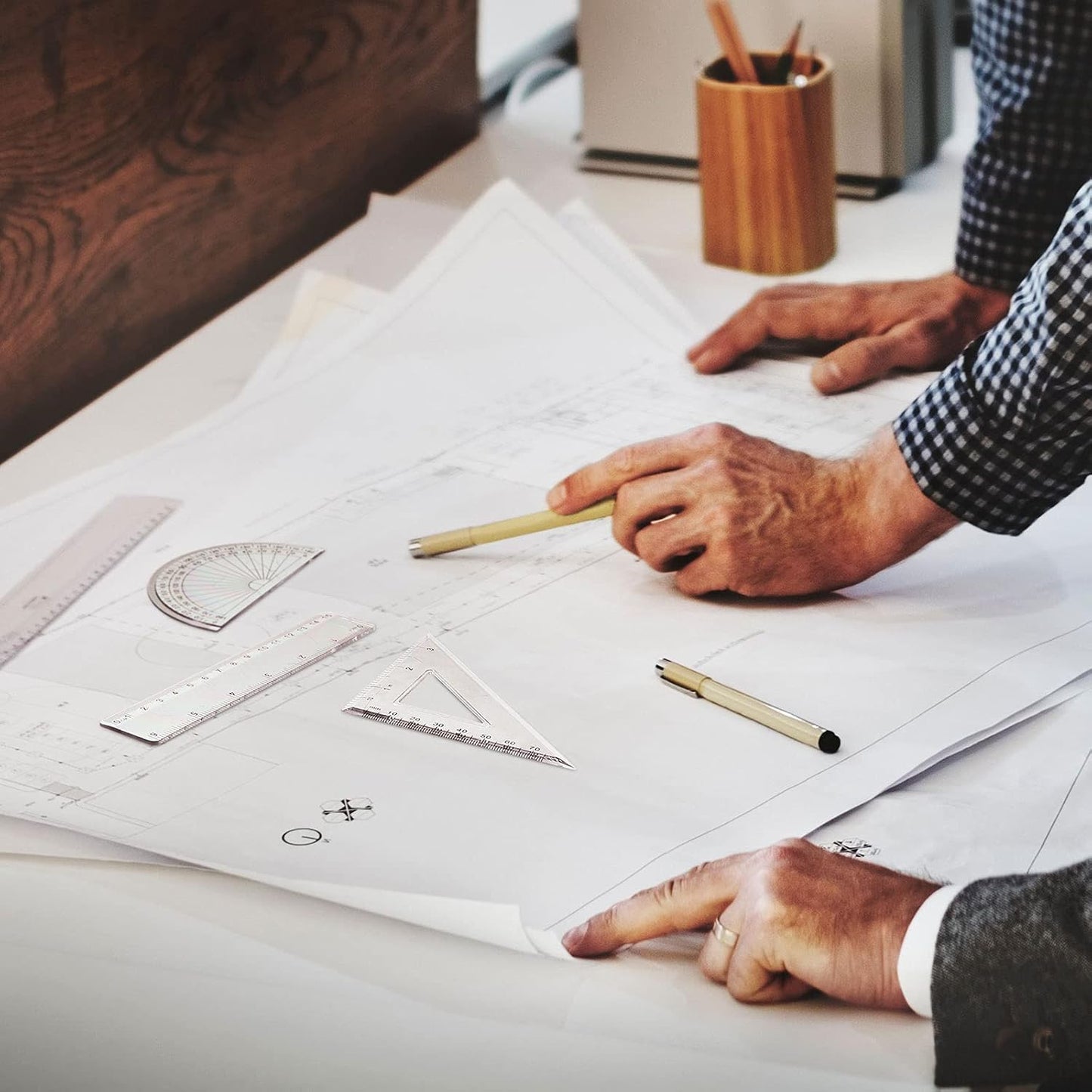 Tenare 36 Pcs Plastic Clear Math Set Includes Protractor Triangle Rulers 12 Inch 6 Inch Straight Geometry Math Transparent Ruler Measuring Tool for School Office Home Supplies