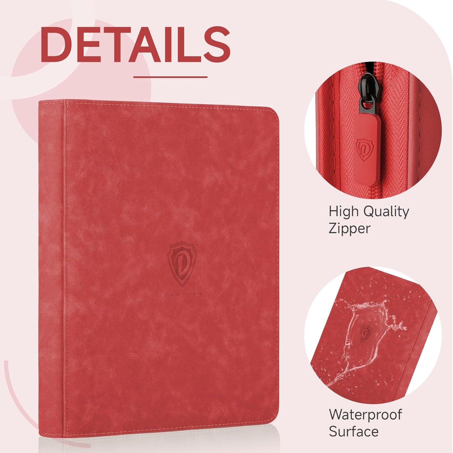 Card Binder with 1024 Cards,16 Pocket Trading Card Binder Includes 32 Page Storage Sleeves,Collection Card Album,Card Holder to Organize and Protect Cards,Red