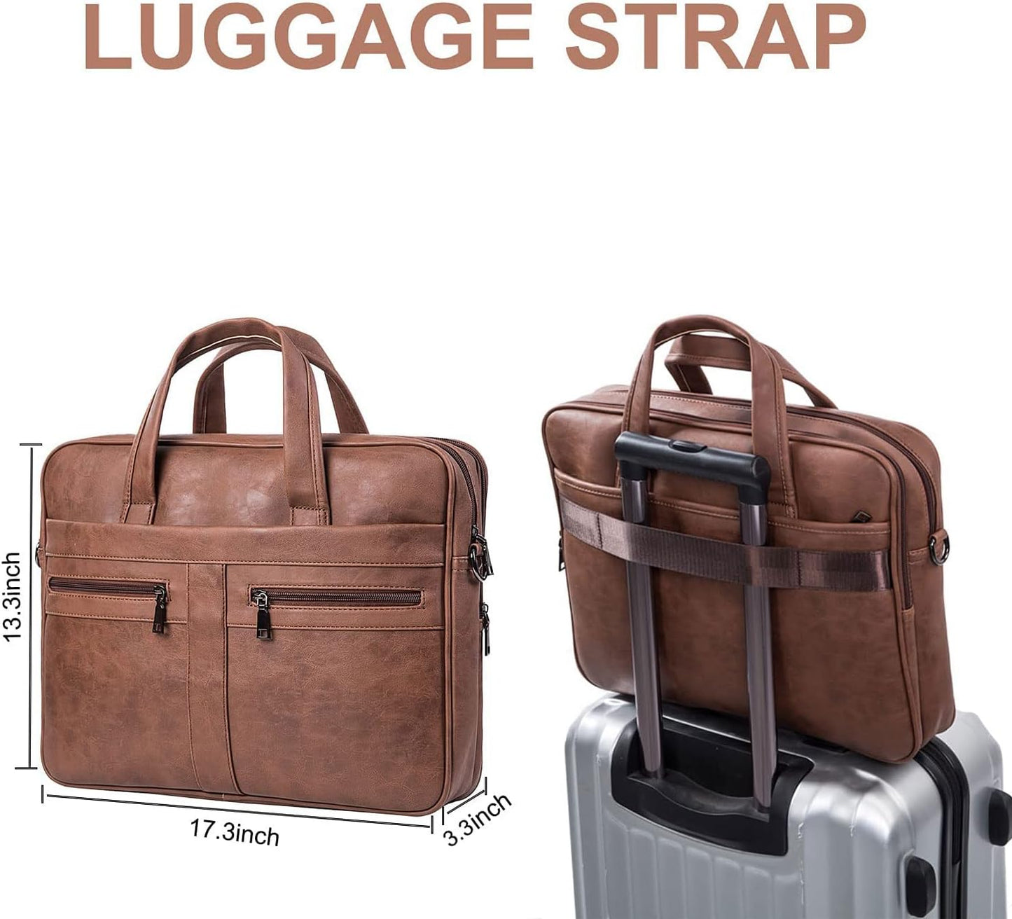 seyfocnia Men's Leather Messenger Bag, Laptop Briefcase Business Satchel Computer