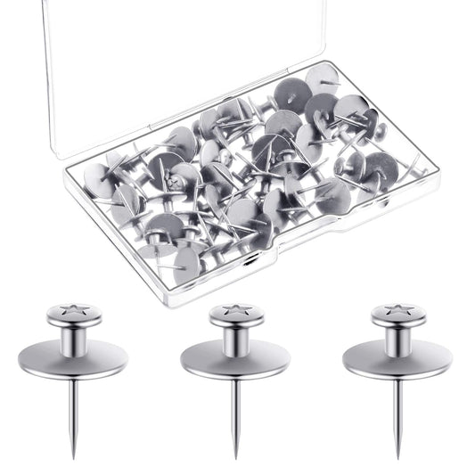 Push Pins Picture Hangers Double Headed Thumb Tacks Wall Hooks for Wall Hangings Picture Hangers Nails Small Photo Hanging Hook Pins for Home Office Photo Decor(Silver,50 Pieces)