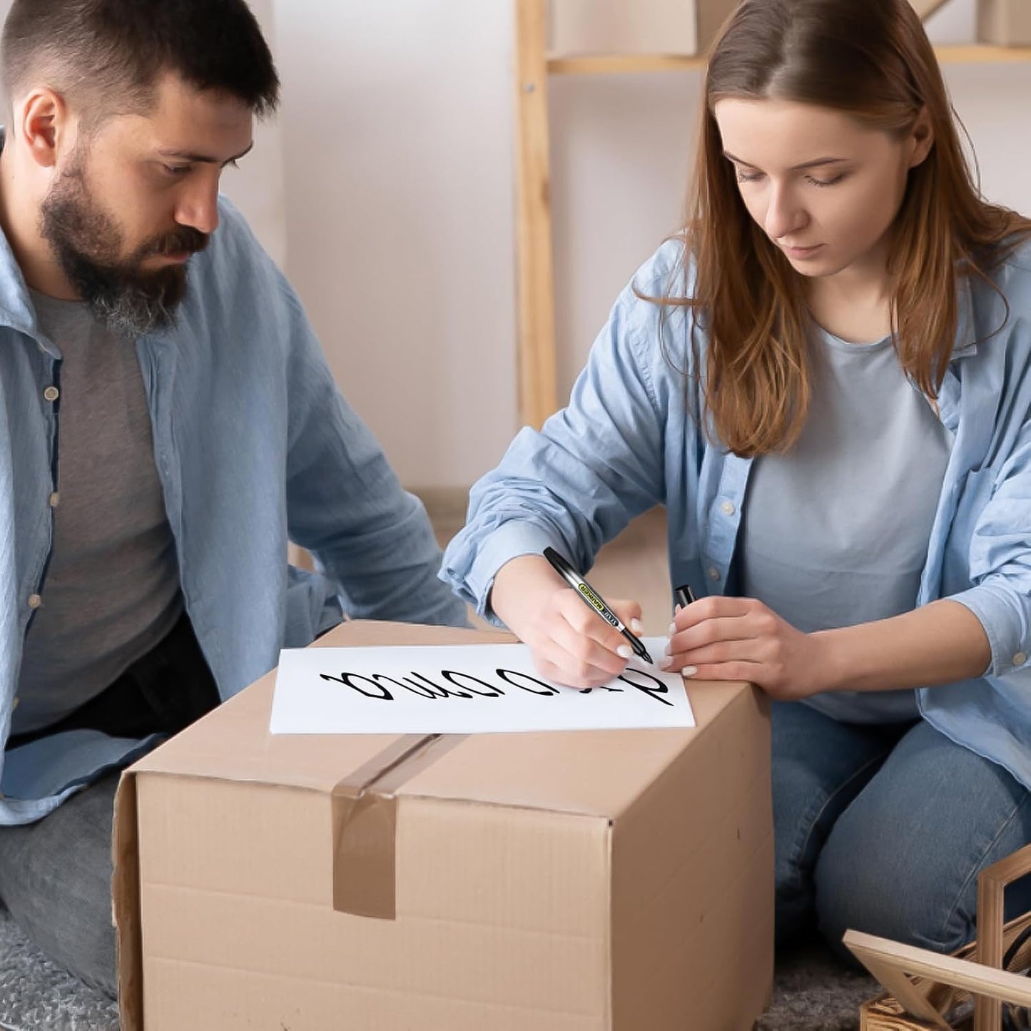 SFAIH Blue Permanent Markers Bulk - 24 Pack, 1s Quick Dry, Fine Point Permanent Markers for Paper Plastic Glass Metal Wood, Waterproof, Kitchen Classroom Office, Doodling, Marking, Non-Fading