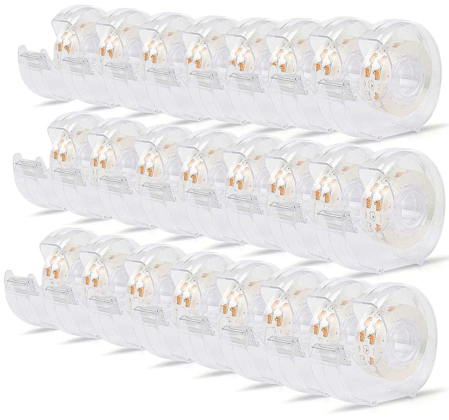 BOMEI PACK 24PACK Transparent Tape with Dispenser, Office Clear Tape Refill Rolls with Dispenser Bulk for DIY, Gift Wrapping, Repairing, Home and School, 3/4in x 1000in