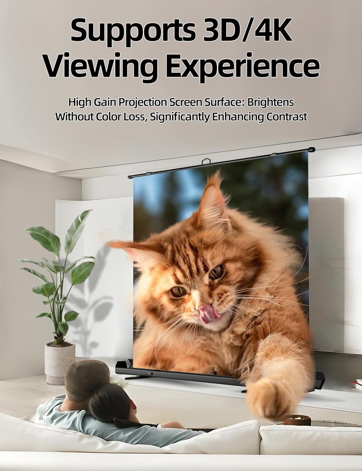 Portable Non-Tension ALR Manual Pull Up Projector Screen,178°Viewing Angle Movie Screen,Outdoor Projector Screen Wrinkle-Free Design for Backyard Movie Night(100 in/16:9)