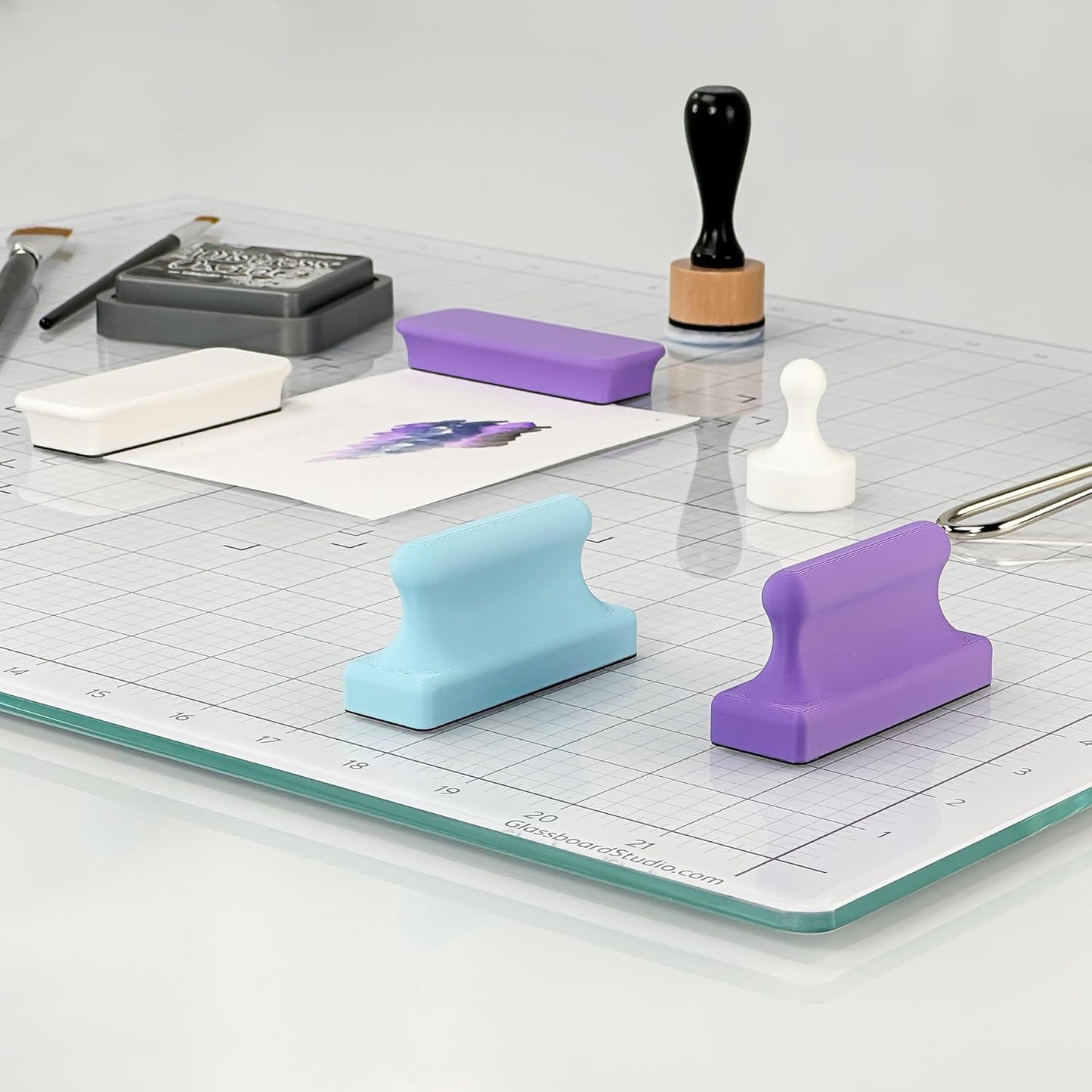 Glassboard Studio Mega Magnets - Neodymium - Heavy Duty, Colorful, Ergonomic, Ideal for Crafting, Quilting, and as Magnetic Knife Holders (1, Periwinkle Purple Bar)