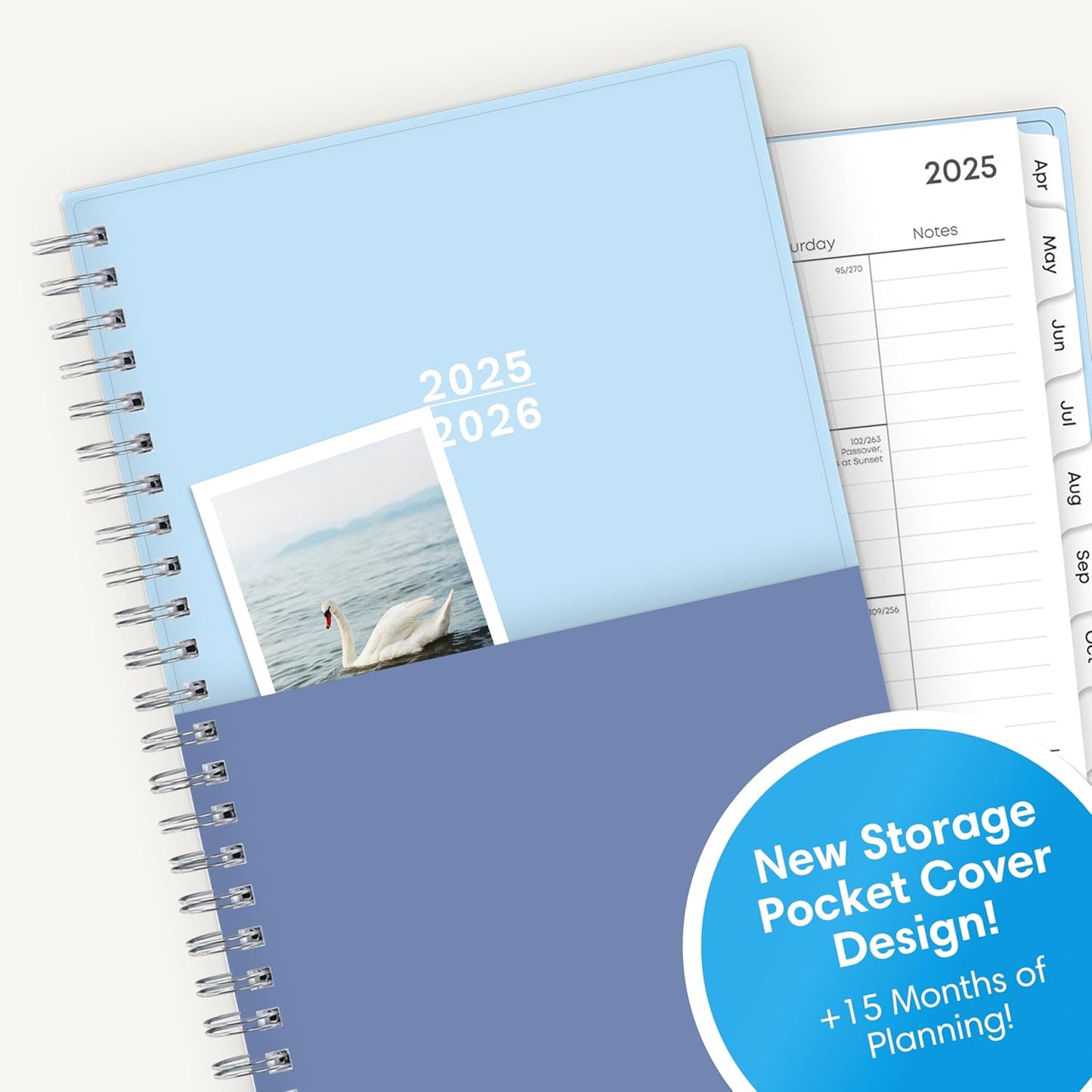 Blue Sky 2025-2026 Academic Year Weekly and Monthly Planner Calendar, April 2025 - June 2026, 15-Month, 5" x 8", Flexible Cover With Pocket, Wirebound, Storage Pocket, Blues