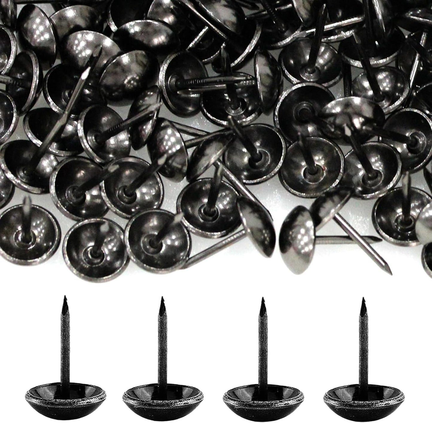 500Pcs Upholstery Tacks, BetterJonny Decorative Furniture Nails Pins 17X11MM Black Metal Thumb Tacks for Upholstered Furniture Cork Board, Home Decor