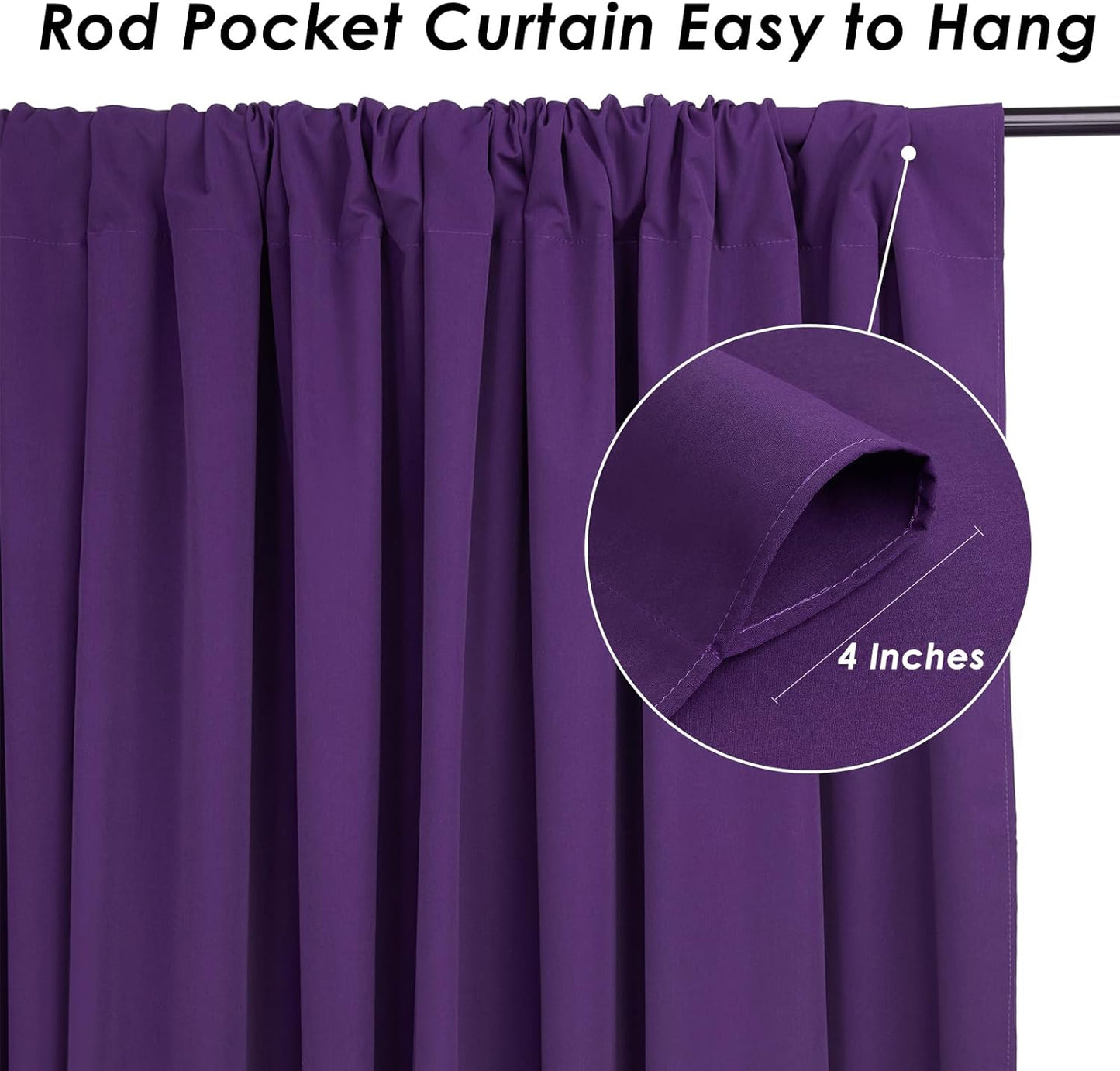 Purple Backdrop Curtains 4 Panel 5ft x 10ft Polyester Fabric Party Backdrops for Arch Wedding Stage Ceremony Photography Background Decorations
