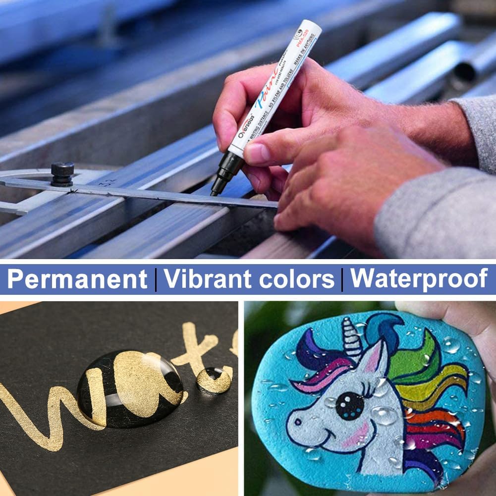 Overseas Permanent Paint Pens Yellow Markers - 2 Pack Single color Oil Based Paint Markers, Medium Tip, Quick Drying and Waterproof Marker Pen for Metal, Rock Painting, Wood, Plastic, Canvas, Mugs