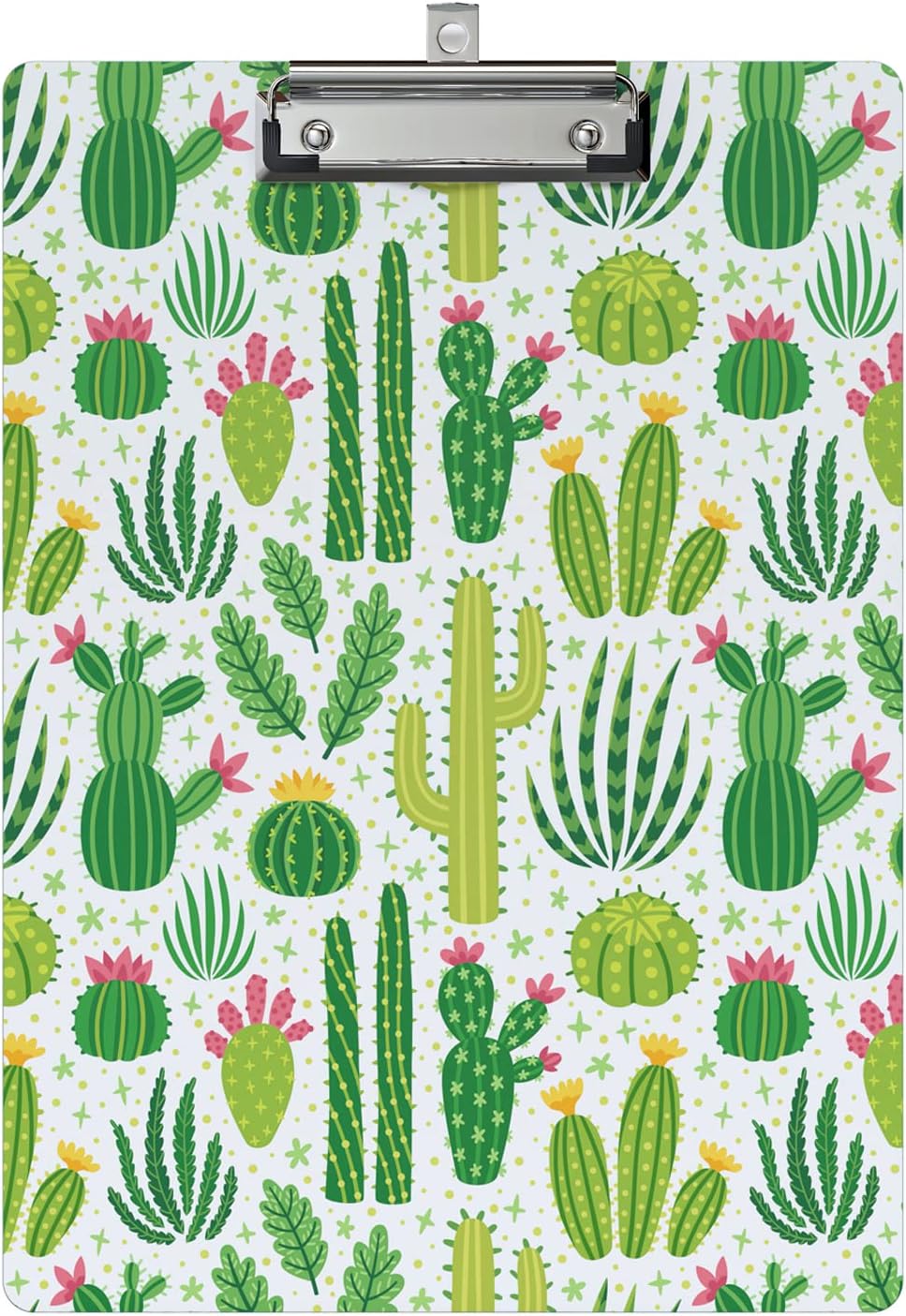 Clipboard Design Decorative Wood A4 Letter Size Clip Boards for Classroom Office, Standard Size 9" x 12.5" with Low Profile Metal Clip - Cactus