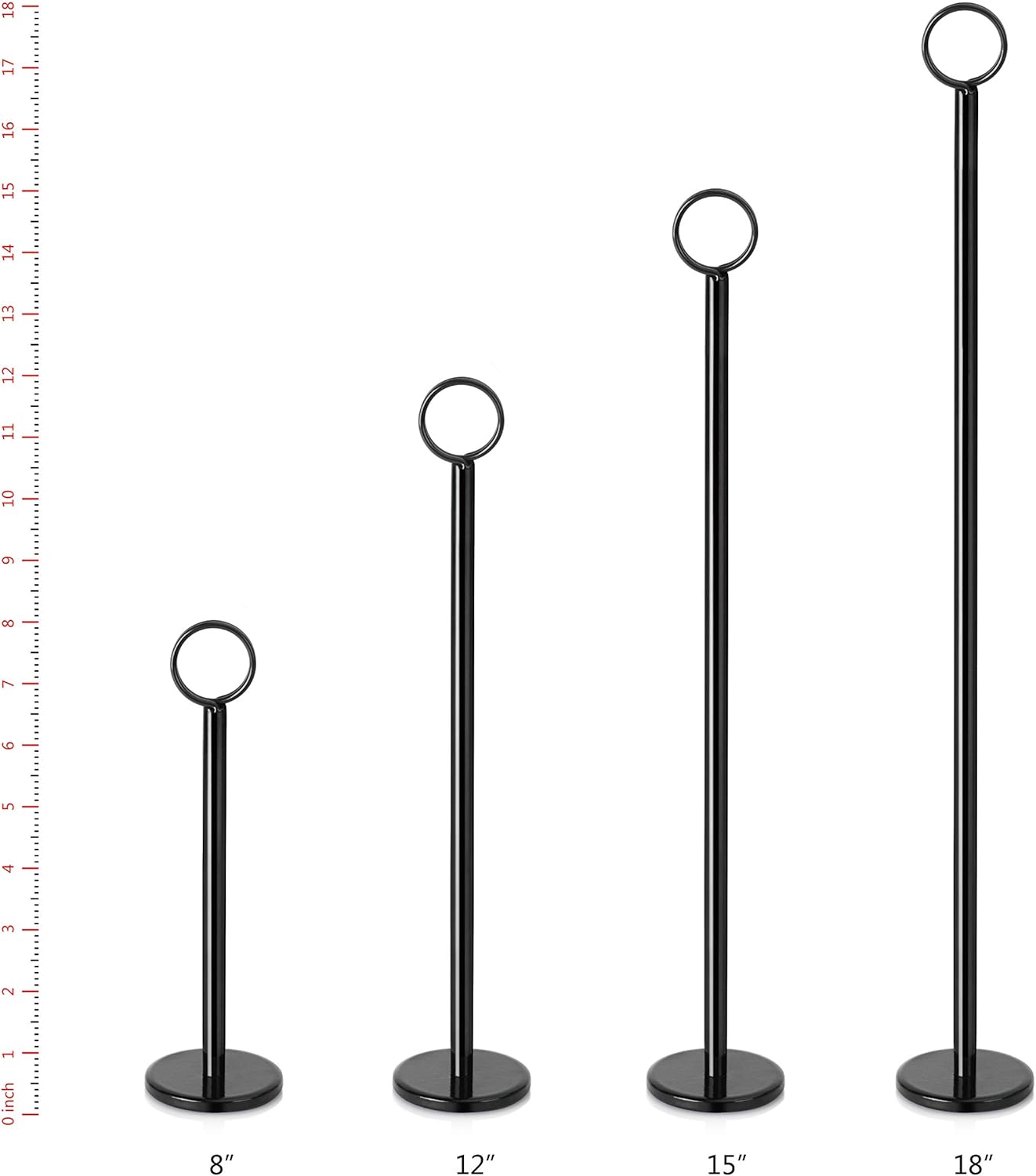 New Star Foodservice 27709 Ring-Clip Table Number Holder/Number Stand/Place Card Holder, 8-Inch, Set of 12, Black Finish