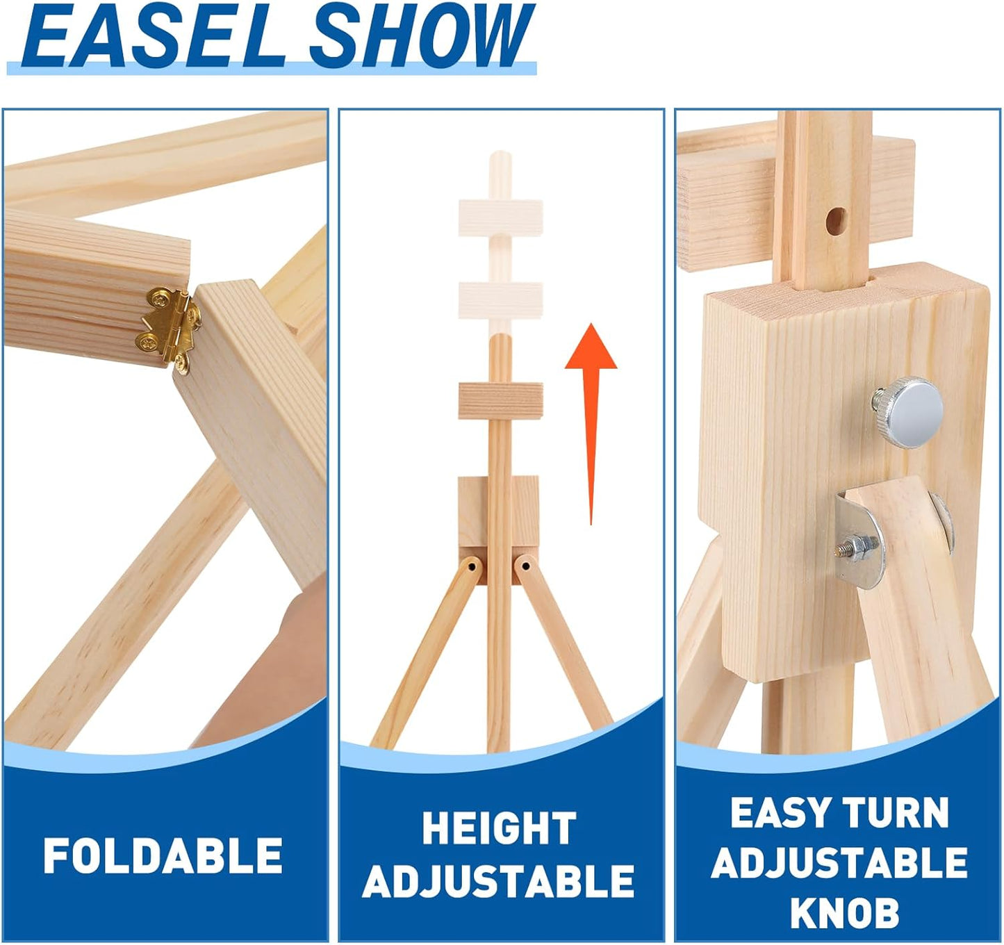 ESRICH Tabletop Easels for Painting,Painting Easel A-Type Adjustable Wooden Tabletop Easel Holds Highest to 21" Canvas Portable Desktop Easel Suitable for Artists, Beginners, Students (1Pack)