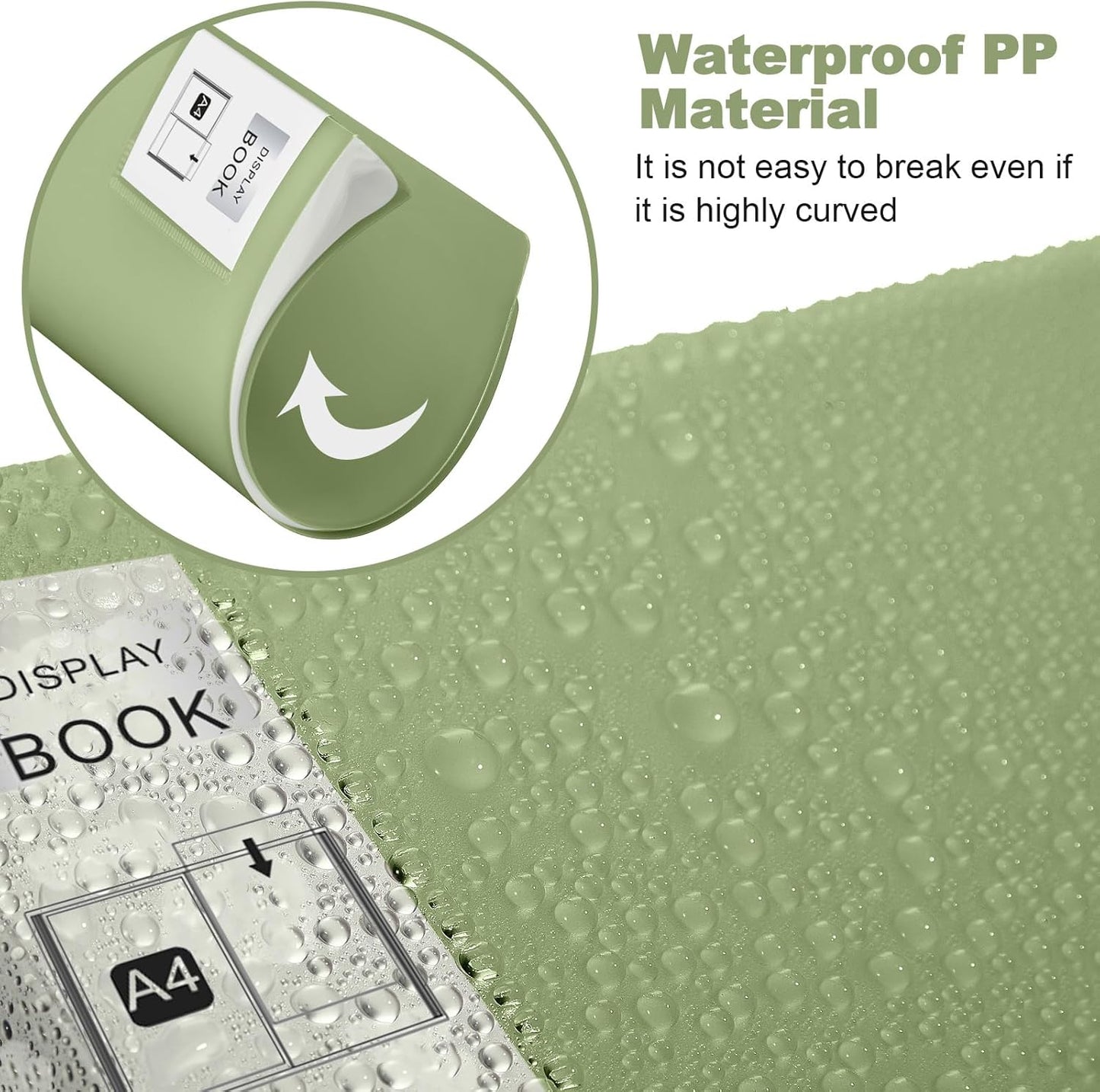 Marspark 6 Pcs Binder with Plastic Sleeves Large 8.5" x 11" Display Presentation Book 40 Pocket 80 Pages Art Portfolio Folder Clear Sheet Protector for Photo Document (Green)