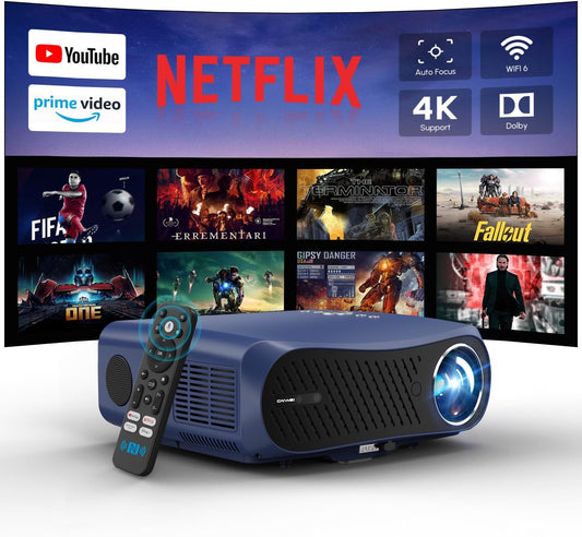 WiFi Bluetooth Smart Home Theater Projector 4K Ultra HD LED High Lumens 1700 ANSI Daytime Movie Gaming Video Proyector HDR10+ Android TV with Apps,Dolby Audio,Auto Focus,HDMI ARC for Ceiling/Room