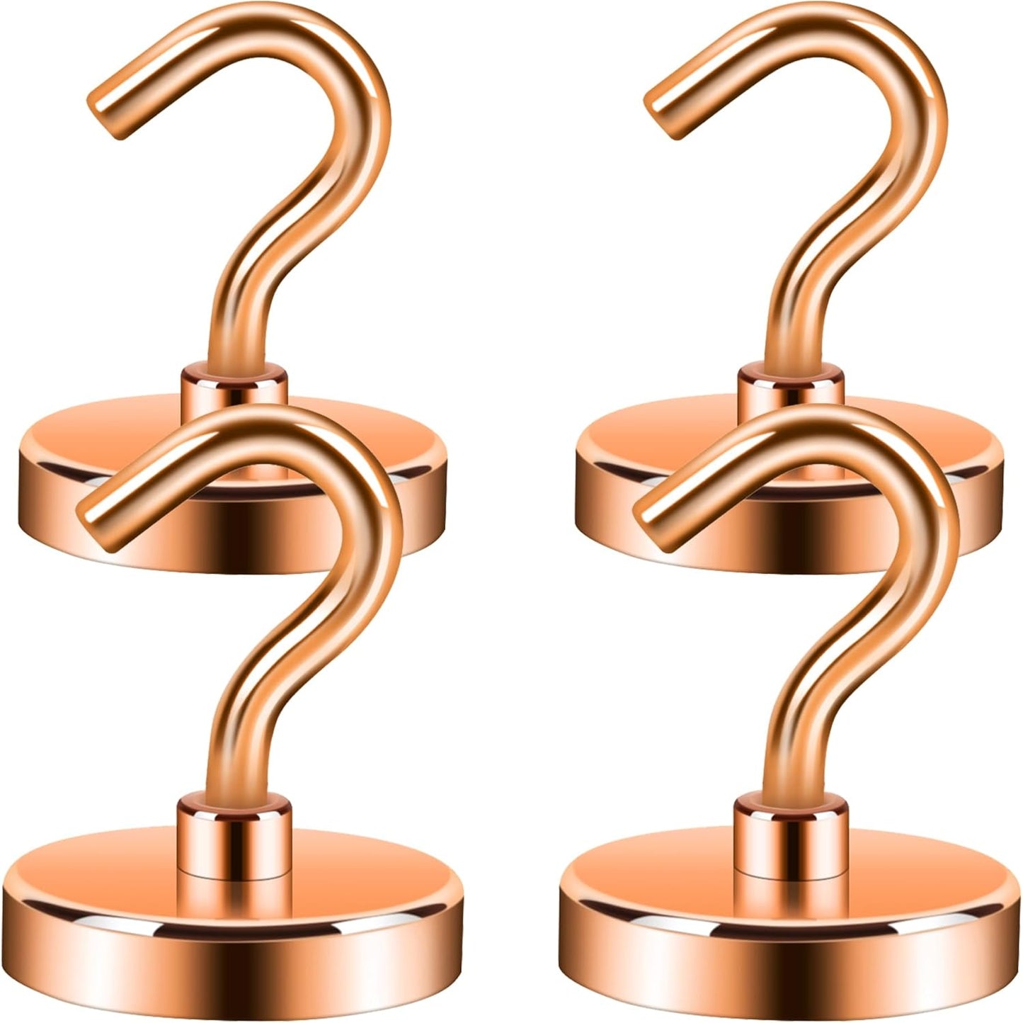 Neosmuk Magnetic Hooks Heavy Duty, Strong Magnet with Hook for Fridge, Super Neodymium Extra Strength Industrial Hooks for Hanging, Magnetic Hanger for Toolbox, Cruise, Grill(Bronze,4 Pack)
