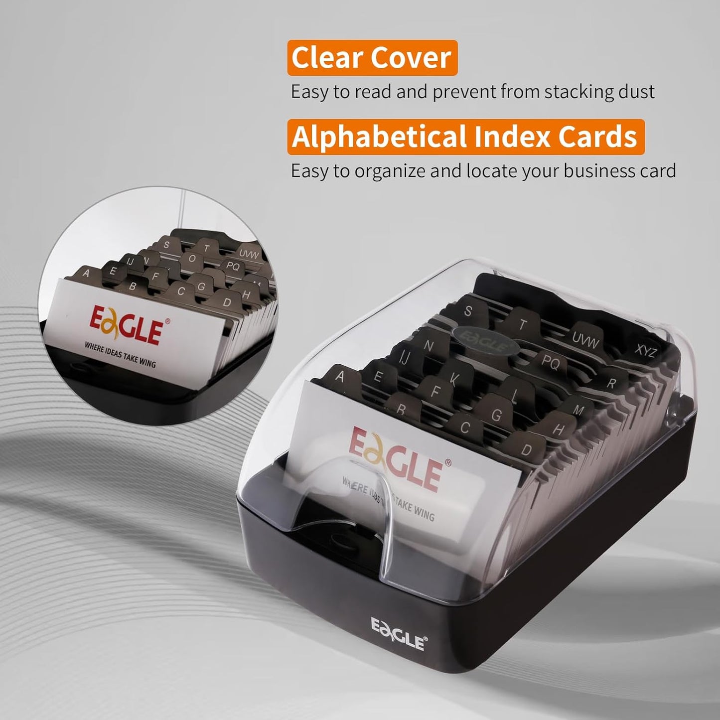 Eagle Business Card Box, Push-Button,Storage up to 350 Cards