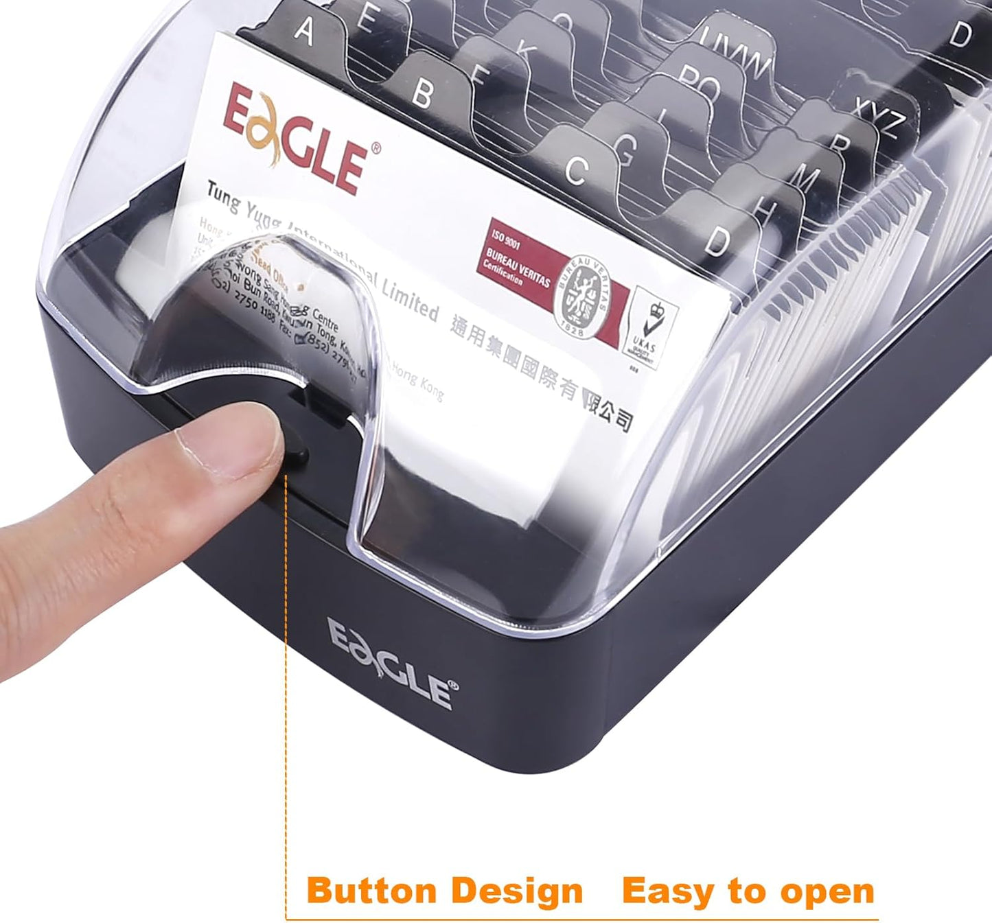 Eagle Business Card Box, Push-Button,Storage up to 550 Cards (Medium)