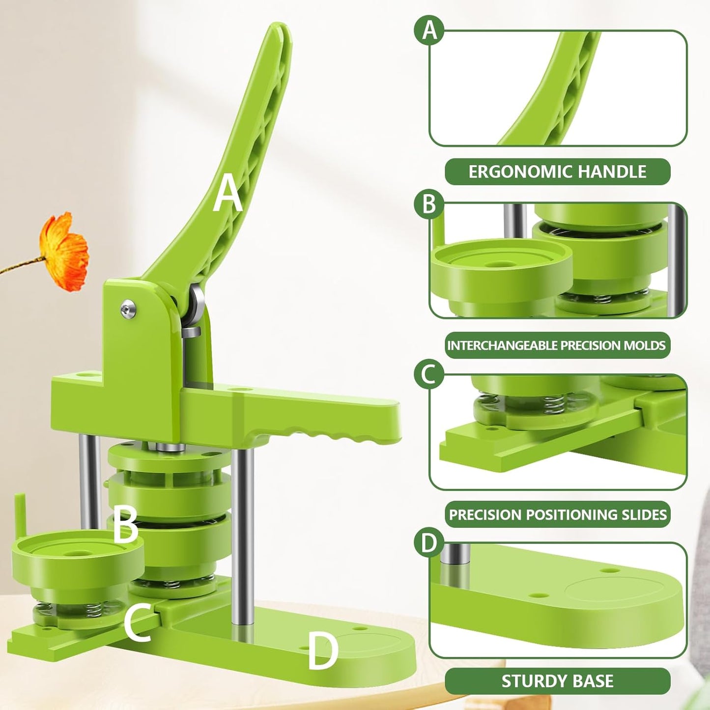 Button Maker Machine Multiple Sizes 200 Pcs，Pin Maker Machine 2.25+3 Inch Badge Maker,DIY Badge Making Kit with Free Button Parts, Circle Cutter