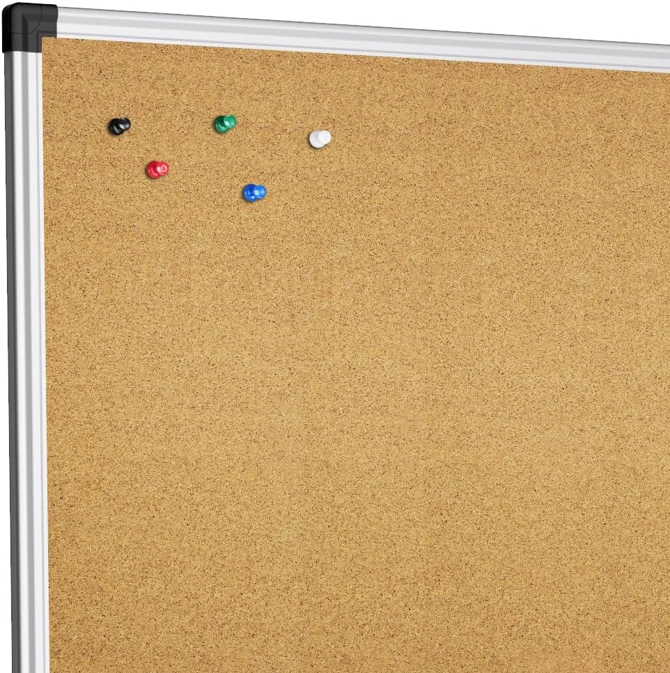 XBoard 36 x 24 Inch Cork Bulletin Notice Pin Board for Wall with Aluminum Frame for Home School & Office Display (Pack of 2)