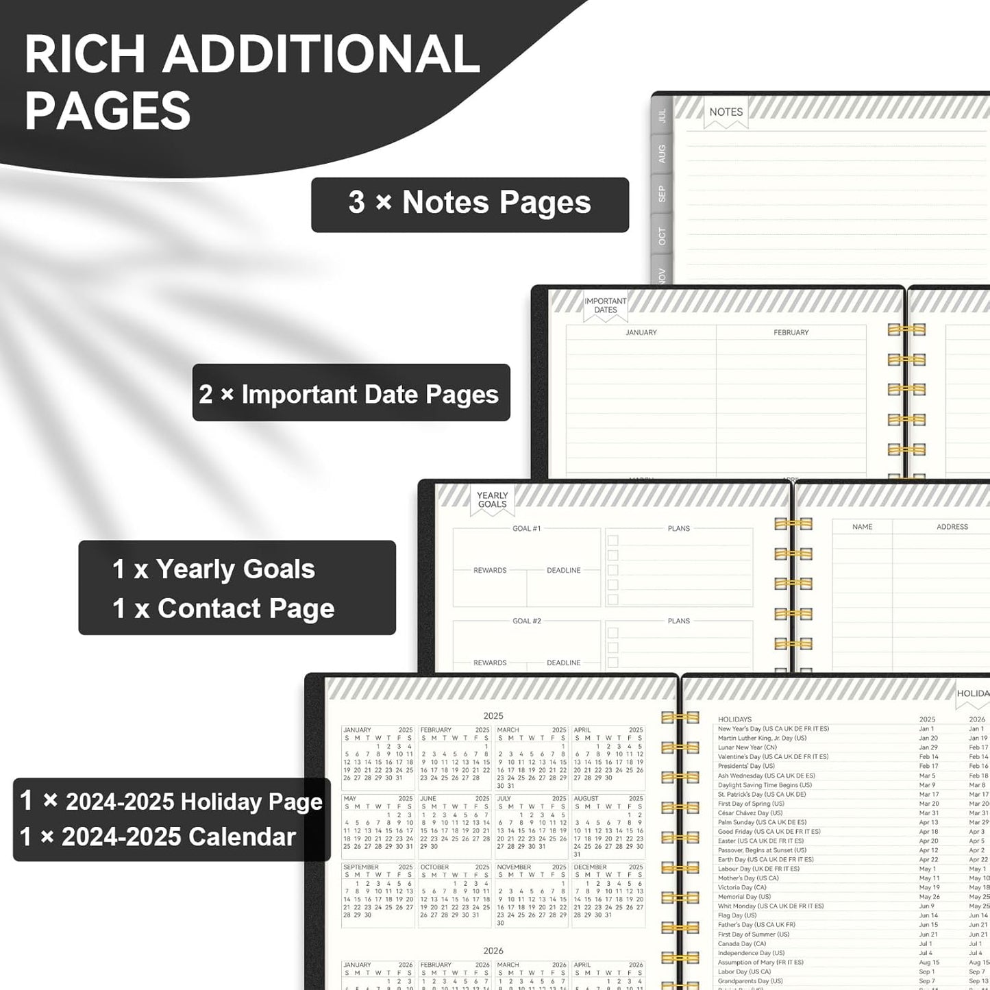 Planner 2025-2026, Weekly and Monthly Planners for Teacher & Student, Jul.2025 - Jun.2026, AIMPEAK Daily Calendar Planner with Monthly Tabs, Pocket, Pen Loop, Flexible Waterproof Cover, Black, 5.5" x 8.5"